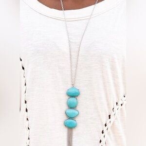 Turquoise Silver Pendant Necklace - Fashion Jewelry